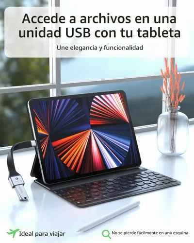 Vista 4 de Cable adaptador USB-A hembra a USB-C macho OTG, 10 Gbps, 5