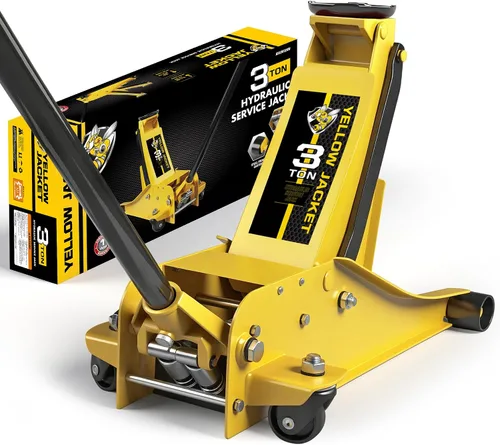 Vista 13 de YELLOW JACKET - Gato de piso de aluminio completo de 3 toneladas, ultra ligero, de bajo perfil, hidráulico, para auto de carreras con bombas duales