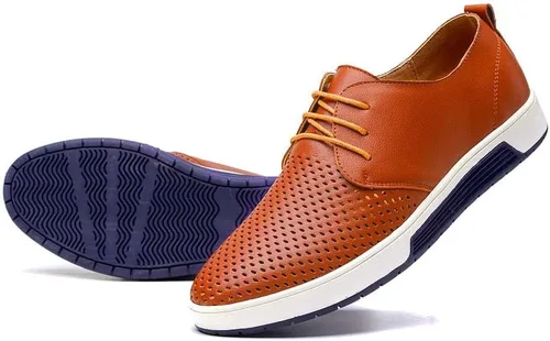 Vista 10 de konhill Zapatos Oxford casuales para hombre - Zapatos de vestir transpirables, mocasines con cordones, zapatillas planas Lk Negro