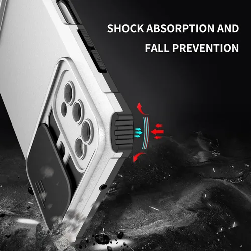 Vista 6 de Funda compatible con Redmi A1 4G, cubierta de lente de cámara deslizante integrada compatible con Redmi A2 4G con función atril 2 en 1 funda para bai