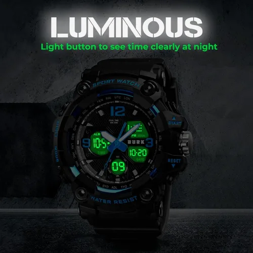 Vista 6 de BURK 1742 Mens Watches Multifunction Watch Men Sports Wristwatches Military Shockproof Fashion Digital Waterproof