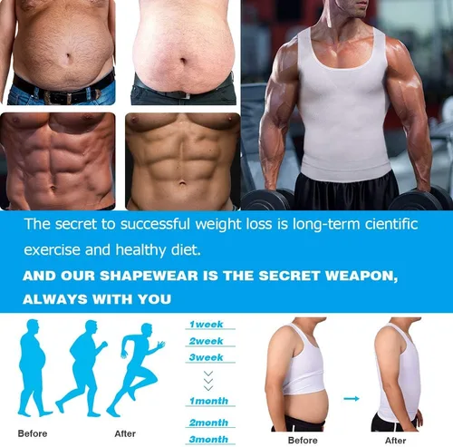Vista 4 de Camiseta sin mangas de compresión para hombre, adelgazante, chaleco para abdominales