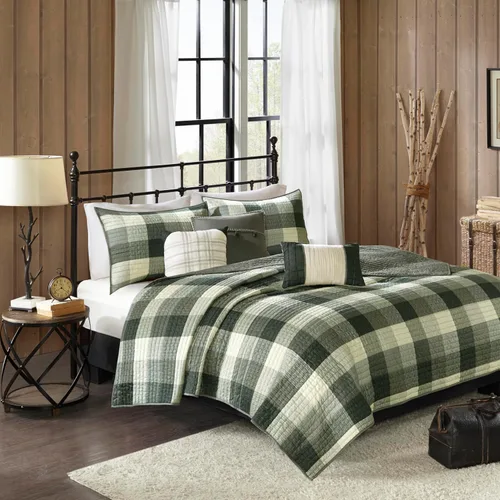 Vista 2 de Madison Park - Colcha reversible Cabin Lifestyle con diseño a cuadros para todas las estaciones, juego de ropa de cama transpirable, fundas a juego