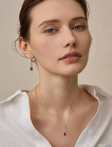 Vista 3 de Starchenie Aretes colgantes de nudo celta para mujer, plata de ley 925, aretes de piedra natal