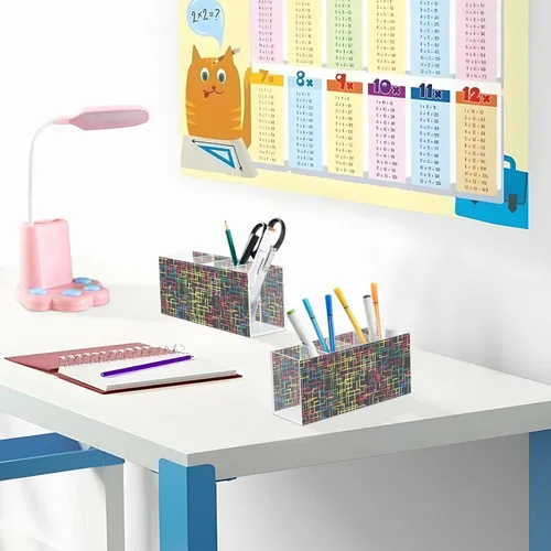 Vista 6 de Soporte para lápices de líneas abstractas para escritorio, soportes decorativos para bolígrafos, 4 compartimentos, soporte para brochas