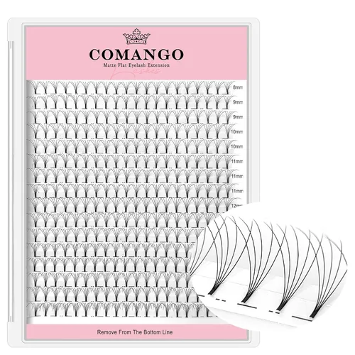 Vista 59 de Extensiones de pestañas de volumen prefabricadas 10D, 0.003 in de grosor, rizo C/D, 0.472 in, tallo corto, extensiones de pestañas de volumen