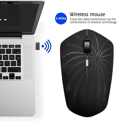 Vista 2 de Ratón inalámbrico recargable, retroiluminado alimentado por batería de polímero de litio, sensor óptico, receptor Nano USB, velocidad DPI de 3