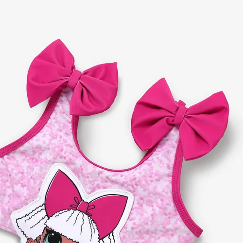 Vista 3 de L.O.L. Surprise! Traje de baño de una pieza para niña, con lazo, mariposa, volantes, verano, piscina, playa, deportes