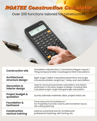 Vista 2 de Calculadora de Construcción Industrial y Científica ROATEE: Calculadora de Ingeniería para Contratista, Carpintero, Calculadora de Bolsillo