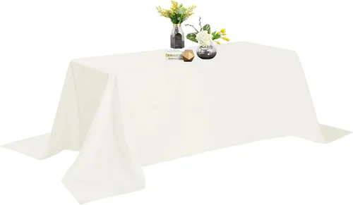 Vista 115 de Mantel de poliéster lavable de 132 pulgadas, resistente a las manchas y a las arrugas, mantel decorativo para mesa de comedor, fiestas de bufé