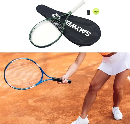 Vista 2 de Raqueta de tenis de entrenamiento antideslizante para hombres y mujeres con bolsa raqueta de tenis para competición de juegos, jardín recreativo
