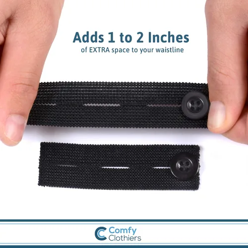 Vista 2 de Comfy Clothiers extensor de pantalones elástico en la cintura, paquete de 5, fuerte ajustable botón extensores