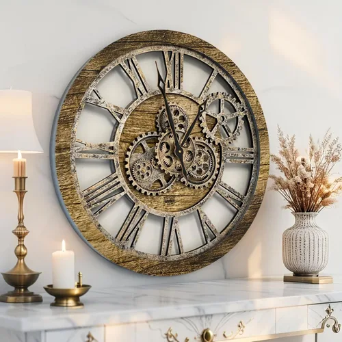Vista 2 de ImprovingLife El Reloj de Engranajes El Reloj de Pared Original con Engranaje de Movimiento Real Vintage Industrial de Gran Tamaño Rústico de Granja