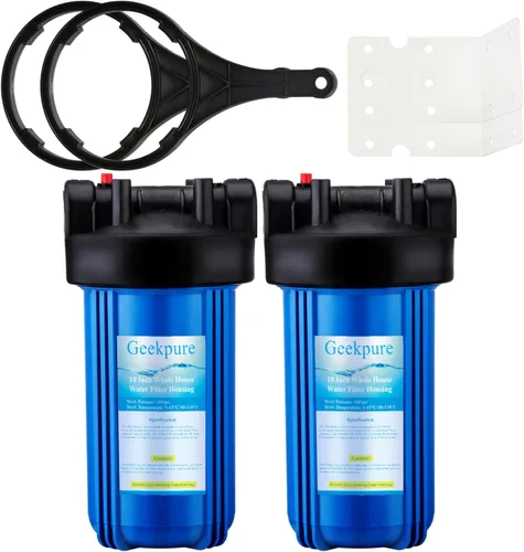 Vista 6 de Geekpure Carcasa de filtro de agua grande de 10 pulgadas para toda la casa, apta para filtros de 4.5 x 10 pulgadas, puerto de latón azul de 1