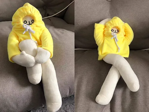 Vista 5 de Juguete de Peluche Hombre Banana, Muñeco Extraño Hombre Banana de 16 Pulgadas con Imán, Divertido Juguete de Descompresión Articulable de Animales