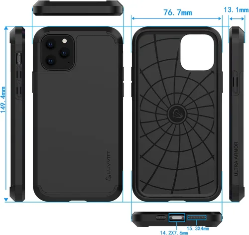 Vista 7 de Luvvitt Ultra Armor - Funda diseñada para iPhone 11 Pro Max 6.5 2019 con placa de metal extraíble para soporte magnético