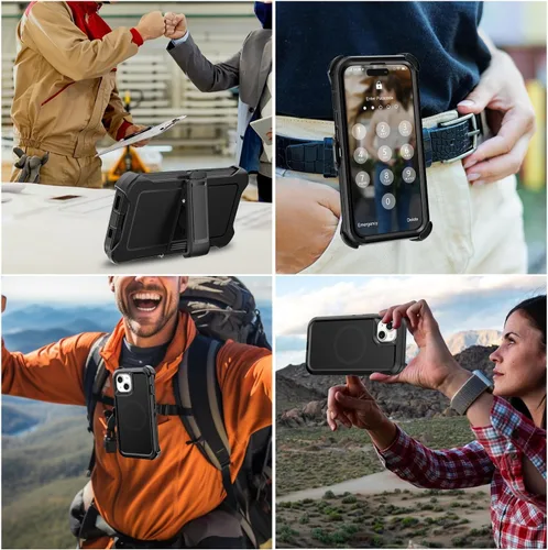 Vista 8 de TUTUKII Funda compatible con iPhone 14 Plus y 15 Plus con clip para cinturón, grado militar a prueba de golpes, compatible con MagSafe, 3 capas