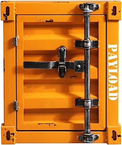 Vista 18 de HM&DX Mesa auxiliar industrial con almacenamiento, mesita de noche de metal retro con cerradura, armario de almacenamiento con cerradura de alta