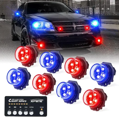 Vista 27 de Xprite Kit de luces estroboscópicas LED ámbar ocultas, 20 patrones intermitentes con panel de control, faros, luces traseras, luces antiniebla