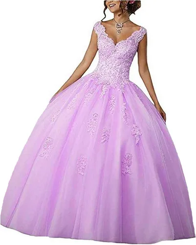Vista 40 de QXMYOO Vestido de Gala de Quinceañera Sweet 16 Fiesta de Graduación Vestido de Princesa para Adolescentes Negro (Style1-Black)