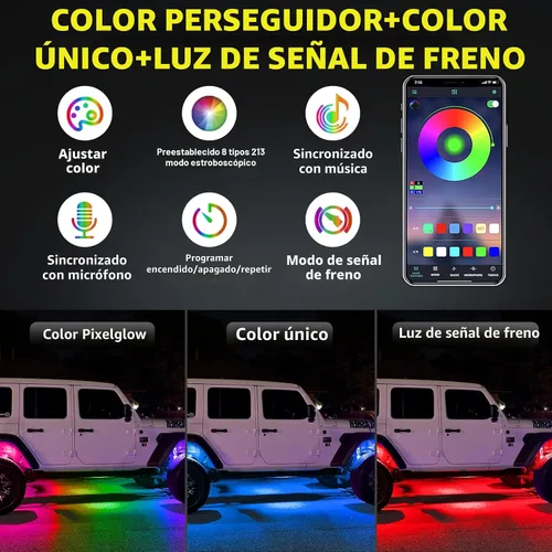 Vista 3 de Luces RGB Rock de ángulo completo de 4 cápsulas de 5 lados para camiones
