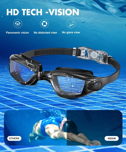 Vista 3 de NSSIW Swim Goggles,Anti-Fog Swimming Goggles, 3 Pack Goggles Swimming Adult Men Women Youth