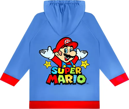 Vista 2 de Nintendo Super Mario - Slicker azul para niños pequeños, talla S 23, M 45 y L 67, Azul Patchwork