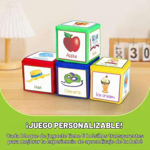 Vista 8 de Eamay Juego de 4 cubos de bolsillo para aprender, a partir de 5 meses. Juego de 2