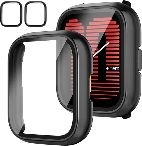 Vista 19 de Rc-Z Paquete de 2 fundas protectoras de pantalla para reloj inteligente Amazfit Active 2, parachoques de policarbonato duro, película de vidrio