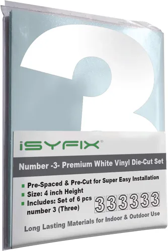 Vista 47 de iSYFIX - Calcomanías de vinilo blancas con número 0 (cero) - Juego de 6 unidades de 1.5 pulgadas autoadhesivas - Decalcomanías premium troqueladas