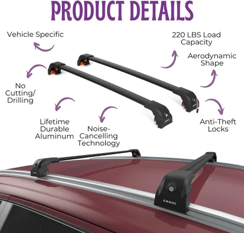 Vista 5 de ERKUL Barras transversales de techo resistentes para Lincoln MKC 2015-2019 Barras transversales de aluminio Aero mejoradas con sistema