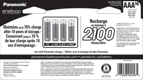 Vista 2 de Baterías recargables precargadas AA Panasonic Eneloop, 2100 Ni-MH AAA