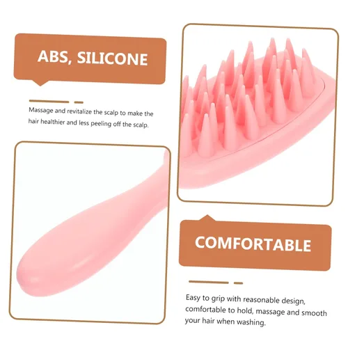Vista 5 de Mikinona Cepillo de champú de mango largo, depurador de cuero cabelludo para cabello largo, masajeador de cabello, peine para caspa