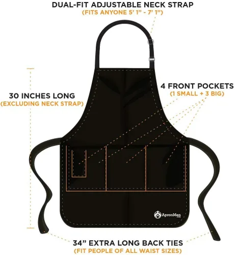 Vista 4 de ApronMen, Dad Bod - Delantal ajustable para barbacoa para hombre, talla única