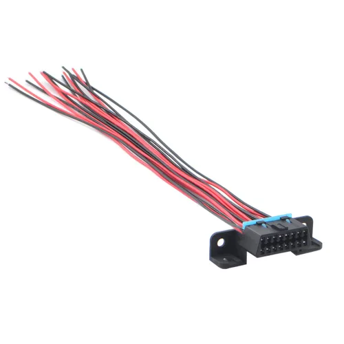 Vista 4 de iKKEGOL OBD II J1962F OBD2 - Conector hembra de 16 pines, puerto de salpicadero, cable estañado abierto, coleta, cables completos, bricolaje