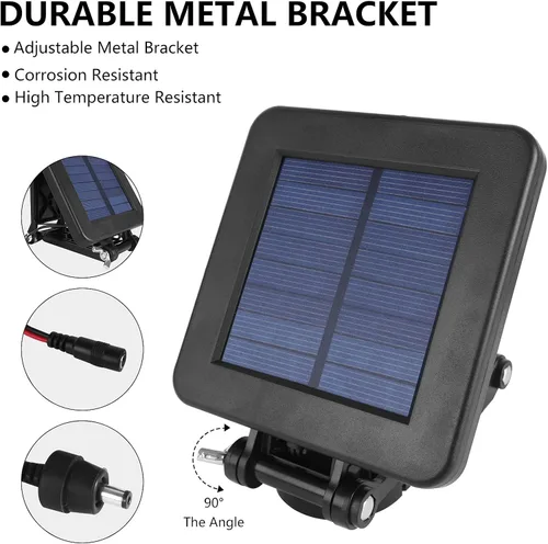 Vista 4 de Panel solar para comedero de ciervos – Panel solar de 6 V, impermeable, pequeño cargador de batería solar con un soporte ajustable y clip