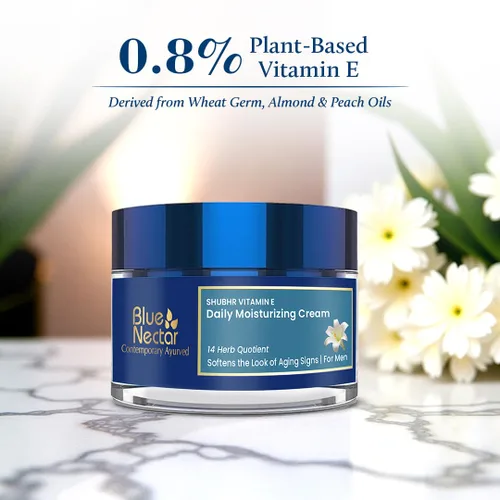 Vista 3 de Blue Nectar Crema hidratante facial para hombre con vitamina E a base de plantas y vitamina C para colágeno Hidratación diaria, día y noche, crema