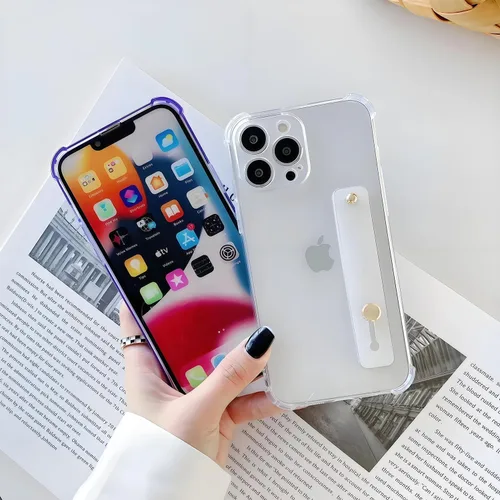 Vista 9 de Funda compatible con iPhone 11 Pro con soporte para correa, transparente Soporte de pulsera, TPU suave transparente, lazo de agarre ajustable