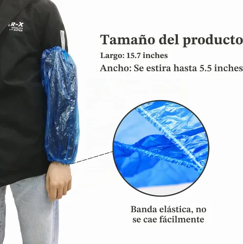 Vista 3 de Yzurbu Mangas de brazo desechables, cubiertas protectoras impermeables de plástico con elástico en el puño