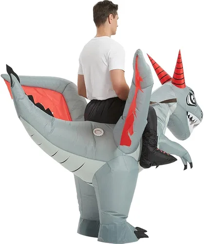 Vista 5 de tasanor Disfraces de dinosaurio para adultos, disfraz inflable para adultos, disfraz de dragón inflable, disfraces de Halloween para hombres
