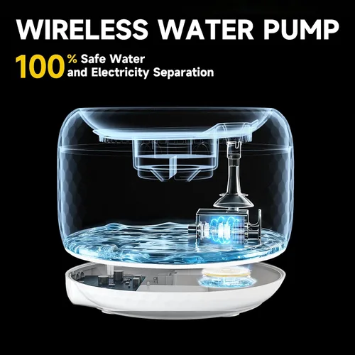 Vista 5 de Fuente de agua automática para gatos, fuente de agua para mascotas de 62 oz/1.8 L con bomba ultra silenciosa, fuente pequeña para gatos con dos