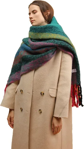 Vista 18 de Bufanda cálida para mujer, colorida y suave, cómoda, elegante chal de pashmina para clima frío, bufanda larga de moda, borla de coleta