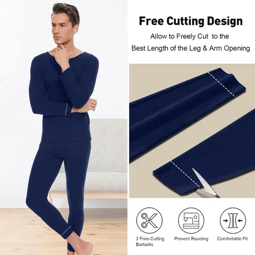 Vista 4 de SIMIYA Men's Thermal Underwear Set Long Sleeves Long Johns Set Base Layer Fleece Lined Tops & Bottoms