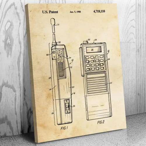 Vista 3 de Patent Earth Two Way Radio Canvas Print, Police Gift, Walkie Talkie, Radio Blueprint, Law Enforcement Art, Radio Operator Gift Black Chalkboard