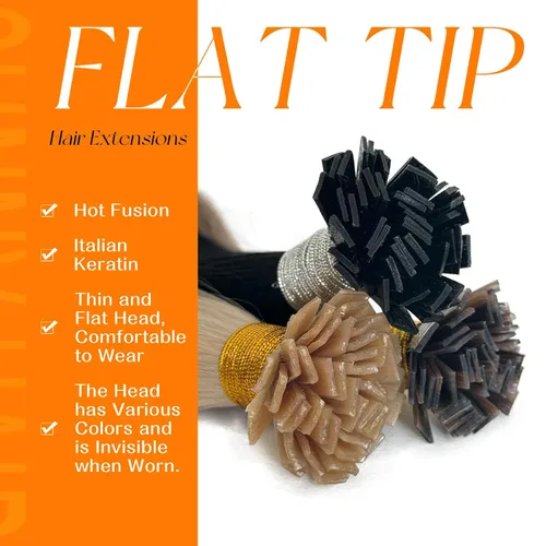 Vista 2 de Sunny Hair Extensiones de cabello humano con queratina, rubio ceniza con reflejos rubio decolorado, extensiones de cabello con punta plana, 14