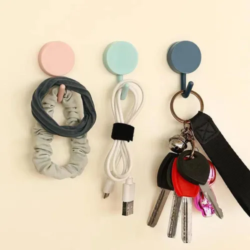 Vista 5 de Paquete de 6 ganchos adhesivos, bonitos ganchos para llaves para decoración de pared, para colgar sombrero, toalla, llave, gancho de toalla