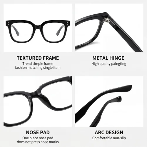 Vista 4 de Blue Light Blocking Glasses For Woman, Uv400/Uva/Uvb Protection Tac Lens Square Pc Frame, For Tv, Video, Pc, Phone