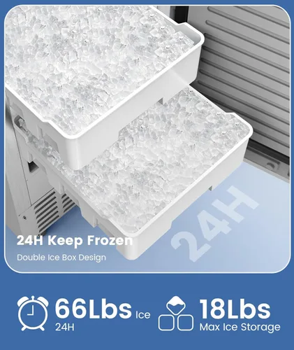 Vista 2 de Máquina de hielo de pepitas para debajo del mostrador, máquina de hielo comercial de pepitas, 66 libras/día, integrada o independiente