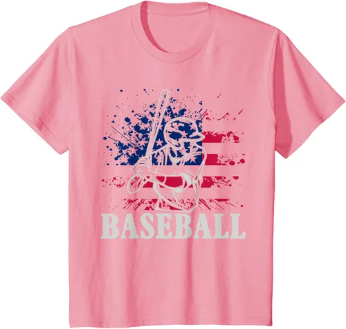 Vista 60 de Camiseta de béisbol deportiva estadounidense con bandera estadounidense, Negro, S
