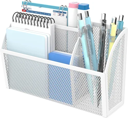 Vista 10 de DALTACK Soporte magnético para lápices, estante de malla de 3 rejillas para pizarra blanca, refrigerador y casillero, organizador para el hogar